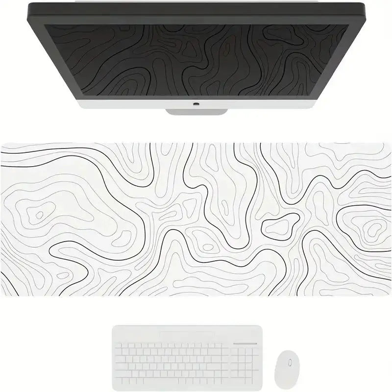 XXL Mouse Pad | Minimal Flow Lines White Edition